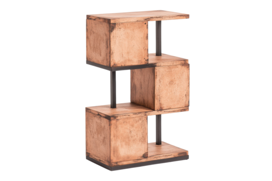 Stylish wooden shelf design with unique cube structure, perfect for modern interiors and home decor.