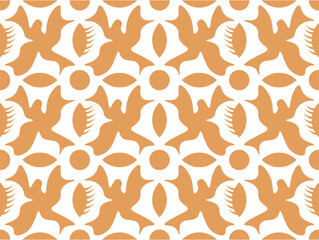 Gold symmetrical pattern with abstract forms. Universal seamless pattern with abstract shapes in a truchet tile style. 