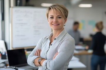 Female Business Leader in Professional Office Attire
