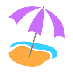 Fototapeta premium Cartoon illustration of an umbrella on the beach