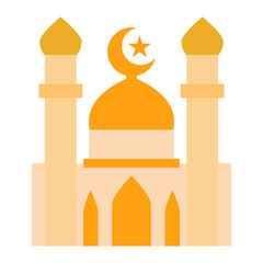 Yellow Taj Mahal Castle Cartoon Illustration