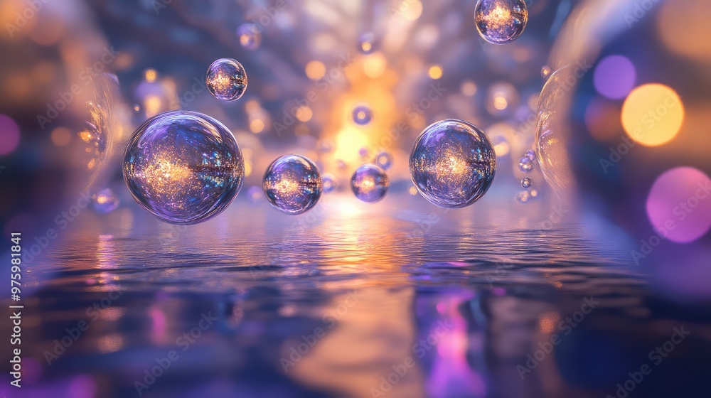 Poster cascading spheres of light expanding and contracting in a rhythmic motion.