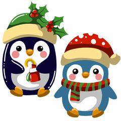 Cute penguins for Christmas and New Year decorations