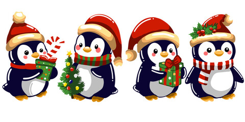 Cute penguins for Christmas and New Year decorations