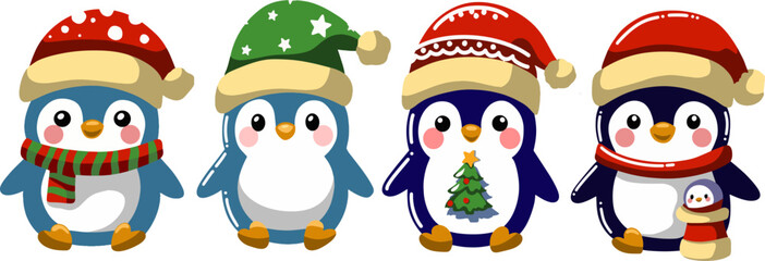 Cute penguins for Christmas and New Year decorations
