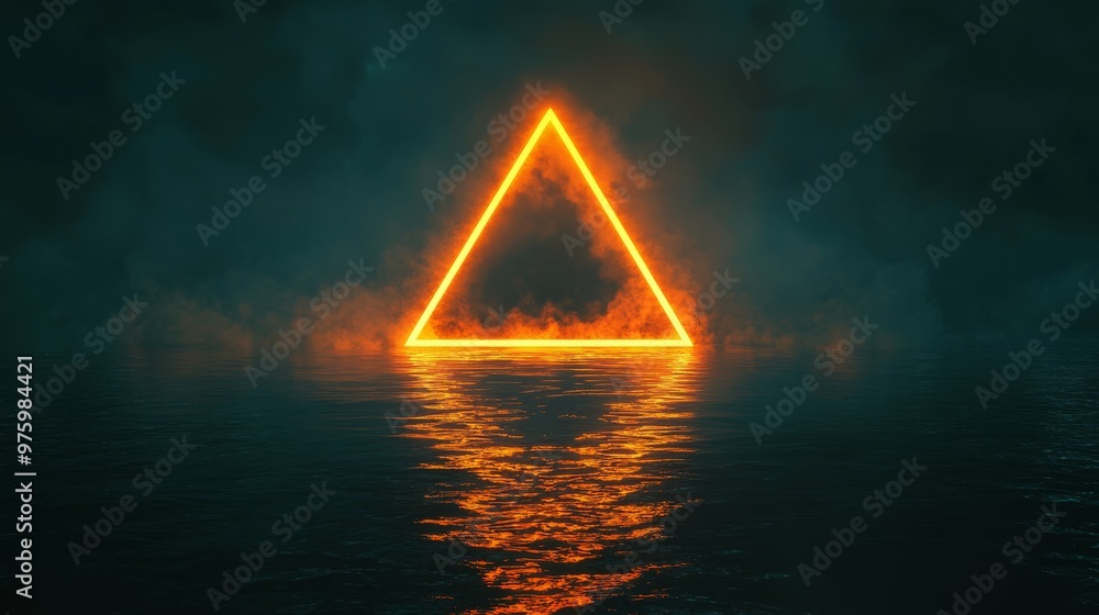 Poster explore a stunning triangular tunnel illuminated against a dark, techinspired backdrop, featuring gl