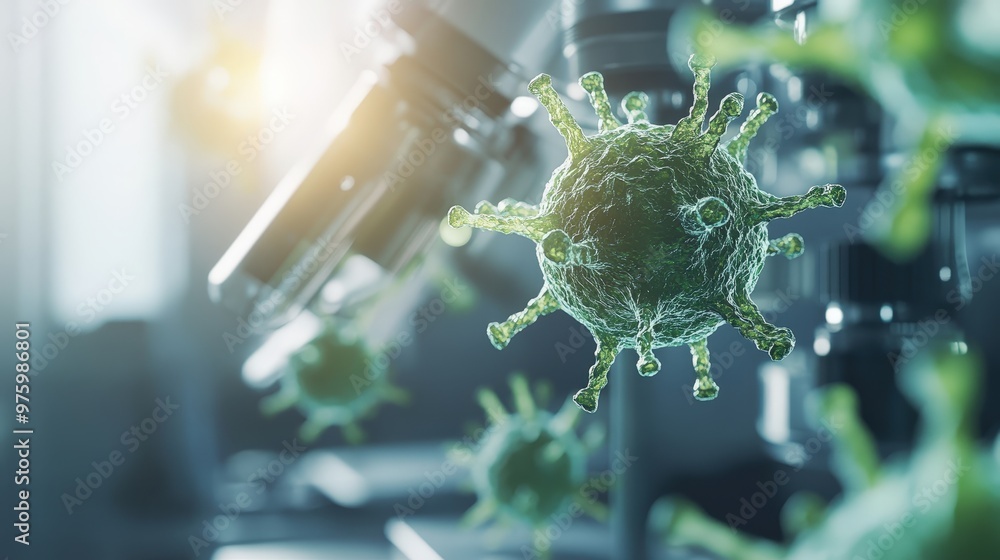 Poster exploring the world of genetic engineering through a microscopic lens of engineered bacteria