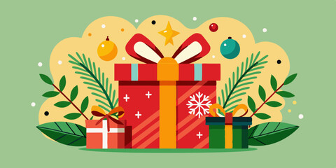 Christmas gift. New Year gift. Beautiful surprise for New Year. Concept of New Year Christmas holidays.