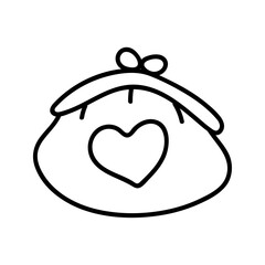 Wallet in doodle style. Vector, on a white background