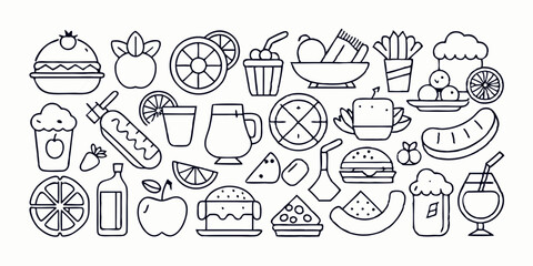 Obraz premium set of hand drawn illustrations of food