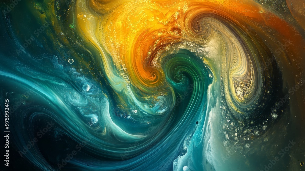 Poster a mesmerizing abstract swirl of vibrant colors, blending seamlessly for an artistic and dynamic visu