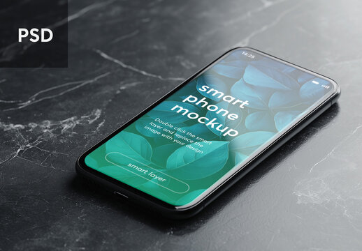 Clean style smartphone mockup on table &ndash; generative ai