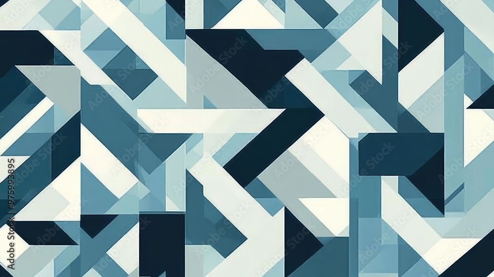 Poster a minimalistic pattern of geometric shapes interlocking with clean lines and sharp angles.
