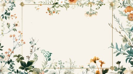 This image showcases a botanical-themed frame embellished with delicate florals, creating a charming and whimsical composition perfect for nature-inspired designs and themes.