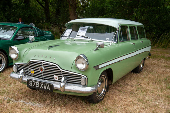 rochford, Essex, UK - 30th June 2024: A vintage green  1959 Ford Zephyr at the lawns classic car event held at the lawns, Rochford, Essex.