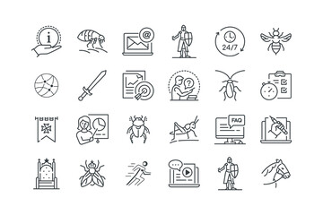 24, 7 Service icon, Bar up icon, Bee icon, Call center icon, vector illustration, set of hand drawn icons for your design