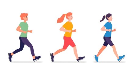 Young Fit Female Runners Exercising and Jogging Outdoors