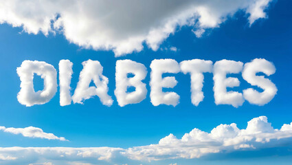 diabetes word made of clouds in blue sky background
