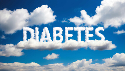 diabetes word made of clouds in blue sky background