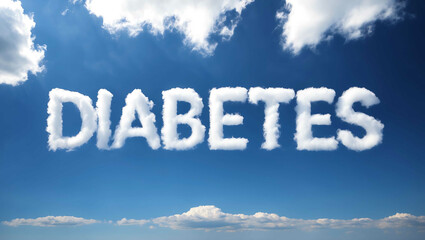 diabetes word made of clouds in blue sky background