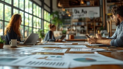 Business executives discussing financial legal papers and investment strategies