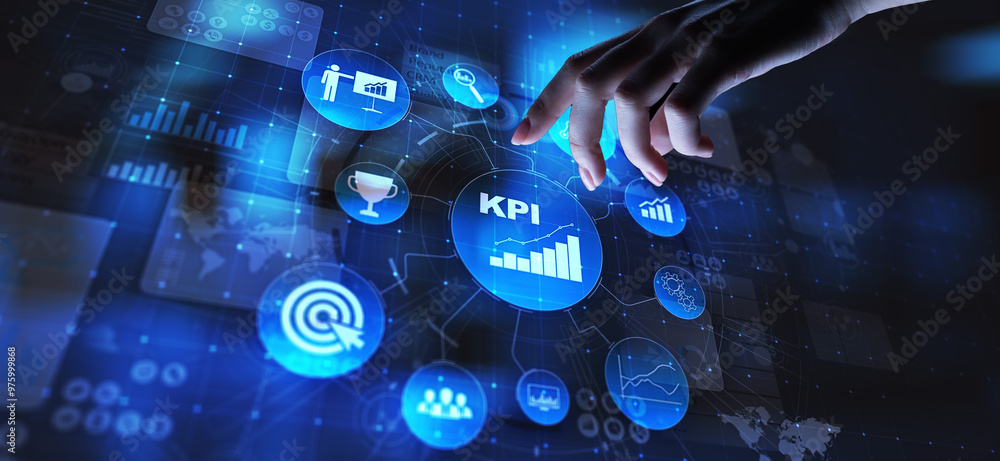 Poster kpi - key performance indicator. business and industrial analysis. internet and technology concept o