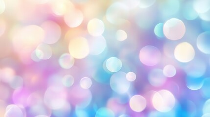 Fototapeta premium ethereal bokeh circles floating in void soft focus orbs in pastel rainbow hues dreamy magical atmosphere with subtle light flares perfect for layering in designs or as standalone abstract art