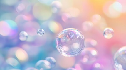 ethereal bokeh circles in pastel rainbow hues soft focus overlapping transparent orbs creating a dreamy magical atmosphere