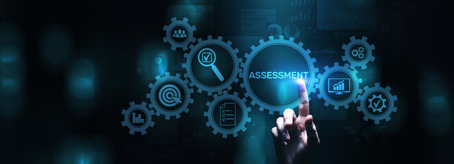 Assessment Evaluation Business Finance Technology concept on screen.