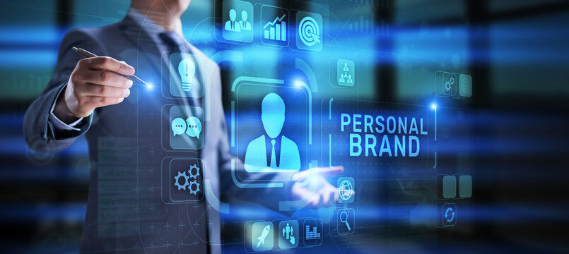 Personal branding development marketing concept on virtual screen.