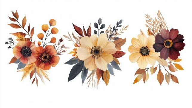 Experience the beauty of vibrant fall floral designs with autumn flowers and colorful leaves. Perfect for elegant invitations and unique cards, they enhance your memorable occasions