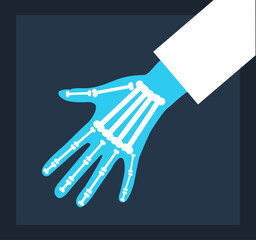 Hand arm x ray radiography medicine concept. Vector flat graphic design cartoon illustration
