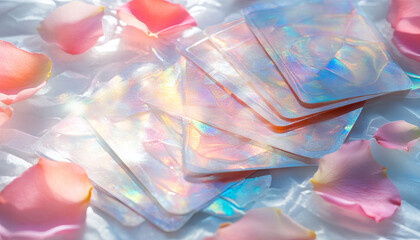 pink rose petals glowing cards 