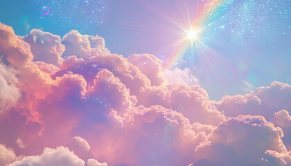 blue sky with sun rays