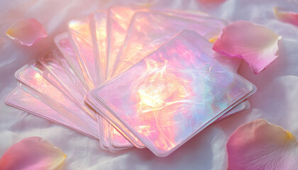 pink rose petals glowing cards 