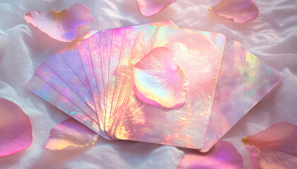pink rose petals glowing cards 