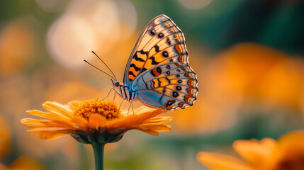 Obraz premium The vibrant hues of a butterfly and lantana create a stunning natural masterpiece, perfect for any nature lover.