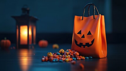 Spooky Treats A Jack-o'-Lantern Bag Overflowing with Halloween Candy.