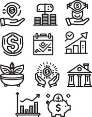 investment icon sets silhouette vector