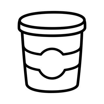 Hand drawn yogurt or sour cream container doodle line icon. Simple cartoon drawing, vector clip art illustration.
