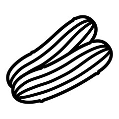 Hand drawn cucumbers doodle line icon. Black and white drawing, vector clip art illustration.