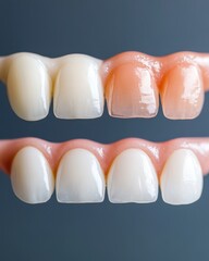 Close up of Porcelain Dental Veneers  Before and After