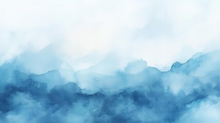 Fototapeta premium ethereal watercolor wash in various shades of blue creating a dreamy abstract cloudscape with subtle gradients and translucent layers