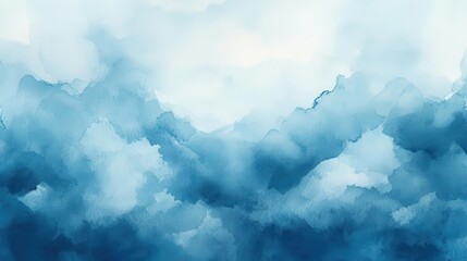 Fototapeta premium ethereal watercolor wash in various shades of blue creating a dreamy abstract cloudscape with subtle gradients and translucent layers