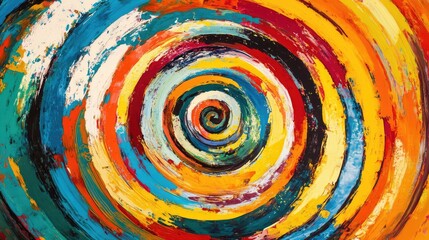 Overlapping concentric circles creating a sense of depth and motion in vibrant colors.