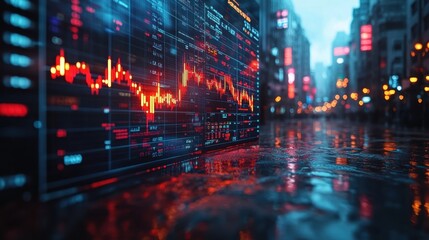 Obraz premium Trading of stock market indicator. candle indicator of stock market. virtual screen of monitor Stock market dashboard.