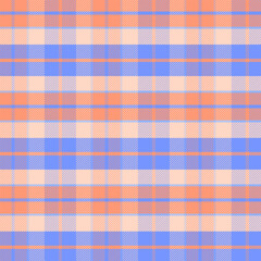 Plaid with twill weave repeat pattern in purple and orange.Gingham seamless pattern with stripes.Checkered tartan Geometric graphic vector illustration background.