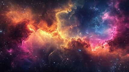 Fototapeta premium Radiant, fluid-like colors merging together in a cosmic, intergalactic visual style.