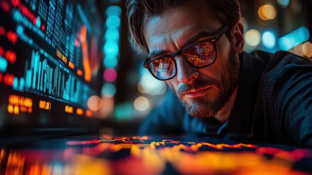 Explore the stock market trends for 2024 with analytical visuals of businessman planning long term investments and future business growth, Navigate towards success with smart strategies.