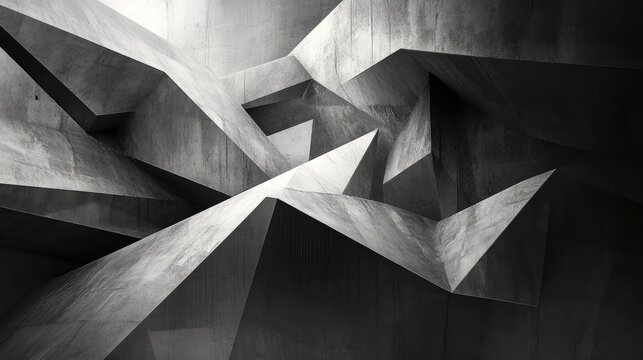 Sharp-edged geometric forms shifting and overlapping to create a sense of motion.